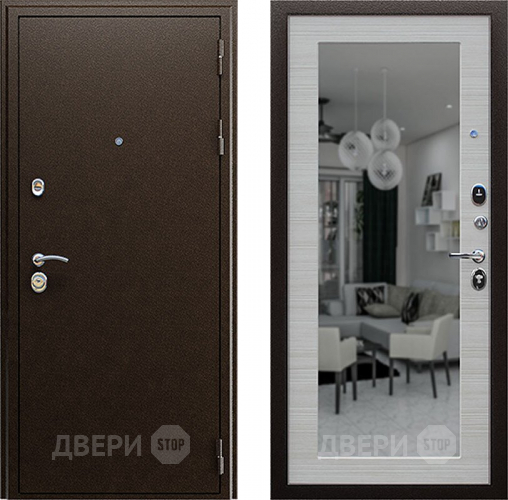 Входная металлическая Дверь АСД Спартак с зеркалом Акация светлая в Шатуре