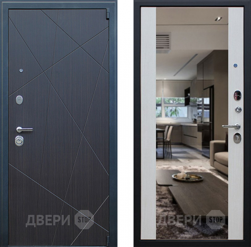 Входная металлическая Дверь АСД Вектор с зеркалом Лиственница белая в Шатуре