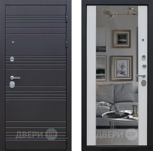 Входная металлическая Дверь АСД Дуэт с зеркалом Лиственница белая в Шатуре