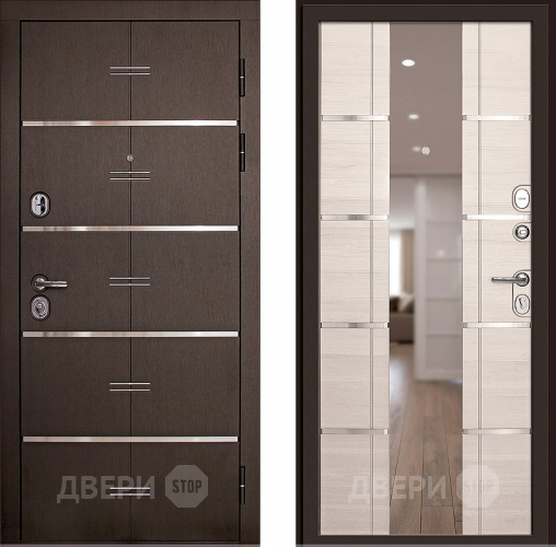 Входная металлическая Дверь (Дверной Континент) Савона с зеркалом Беленый дуб в Шатуре