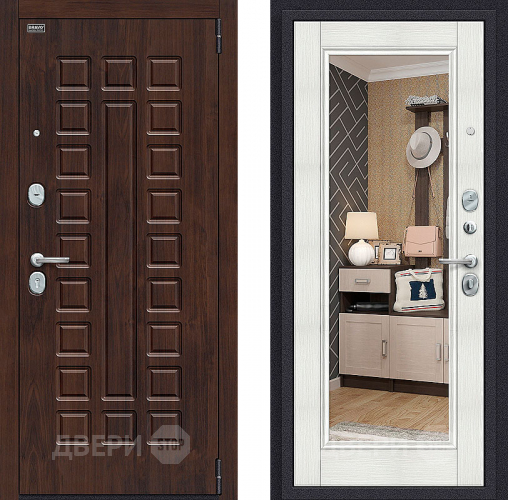 Входная металлическая Дверь Bravo Оптим Урбан с зеркалом Bianco Veralinga в Шатуре