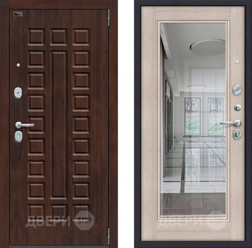 Входная металлическая Дверь Bravo Porta S-3 51/П61 с зеркалом Капучино в Шатуре