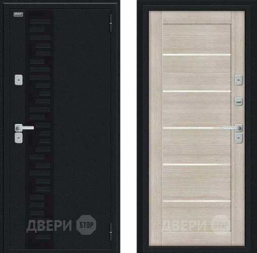 Дверь Bravo Thermo Техно Декор Букле черное/Cappuccino Veralinga в Шатуре