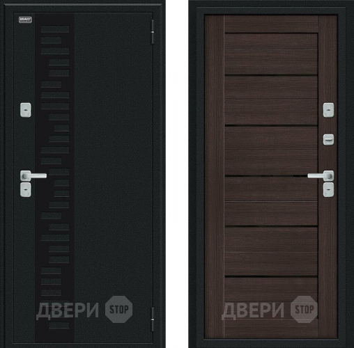 Входная металлическая Дверь Bravo Thermo Техно Декор Букле черное/Wenge Veralinga в Шатуре