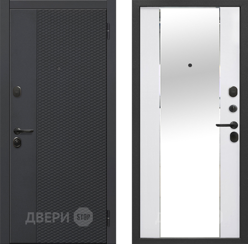 Входная металлическая Дверь Флорида Зеркало Фацет Эммалит Белый в Шатуре