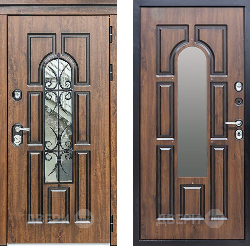 Дверь Сударь МХ-32 Винорит Темный Дуб с Ковкой и окном в Шатуре