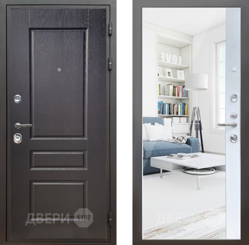 Дверь Шелтер (SHELTER) Комфорт Дуб английский 14 с зеркалом Белый матовый в Шатуре