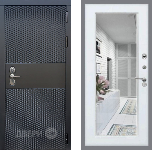 Входная металлическая Дверь Стоп БЛЭК CISA Зеркало Белый ясень в Шатуре