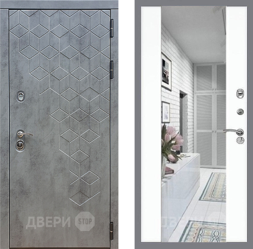 Дверь Стоп БЕТОН Зеркало СБ-16 Силк Сноу в Шатуре