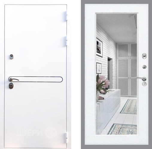 Входная металлическая Дверь Стоп Лайн Вайт Зеркало Силк Сноу в Шатуре