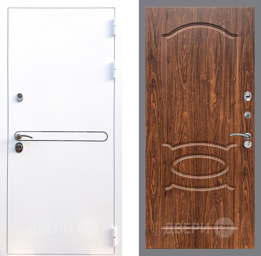 Входная металлическая Дверь Стоп Лайн Вайт ФЛ-128 орех тисненый в Шатуре