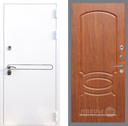 Входная металлическая Дверь Стоп Лайн Вайт ФЛ-128 Береза мореная в Шатуре