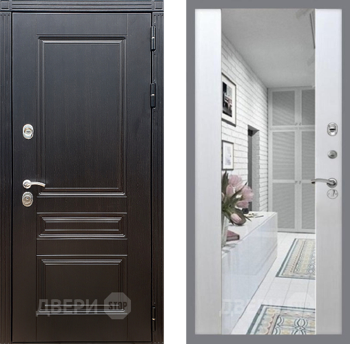 Входная металлическая Дверь Стоп МЕГАПОЛИС Зеркало СБ-16 Лиственница беж в Шатуре