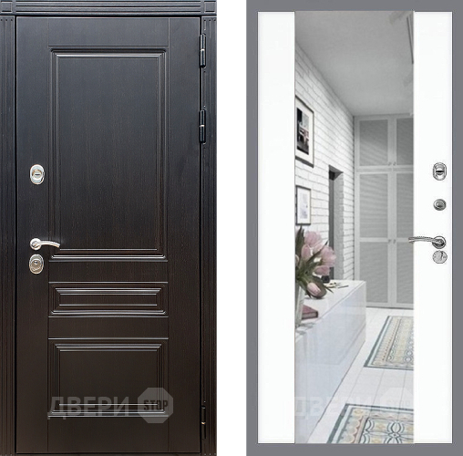 Входная металлическая Дверь Стоп МЕГАПОЛИС Зеркало СБ-16 Силк Сноу в Шатуре