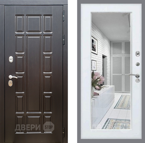 Входная металлическая Дверь Стоп НЬЮ ЙОРК Зеркало Белый ясень в Шатуре