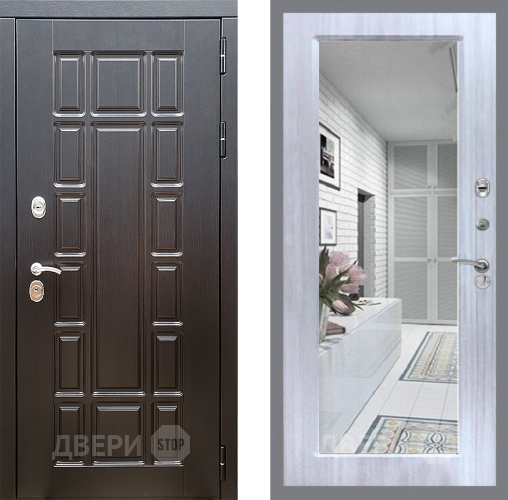 Входная металлическая Дверь Стоп НЬЮ ЙОРК Зеркало Сандал белый в Шатуре