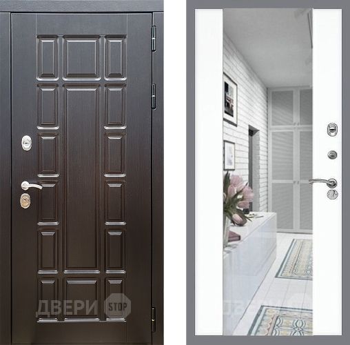 Входная металлическая Дверь Стоп НЬЮ ЙОРК Зеркало СБ-16 Силк Сноу в Шатуре