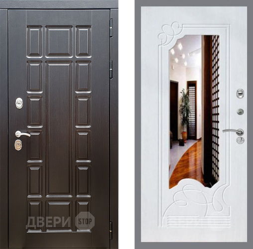 Входная металлическая Дверь Стоп НЬЮ ЙОРК ЗкркалоФЛ-147 Ясень белый в Шатуре