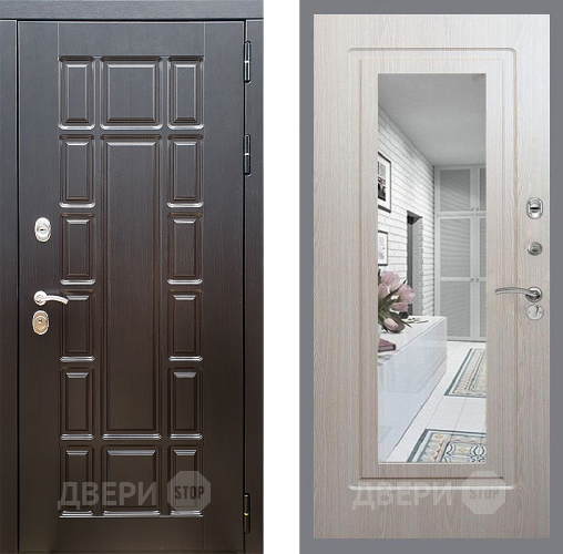 Дверь Стоп НЬЮ ЙОРК Зеркало ФЛ-120 Беленый дуб в Шатуре