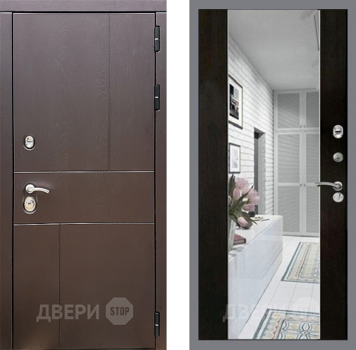 Входная металлическая Дверь Стоп УРБАН Зеркало СБ-16 Венге в Шатуре
