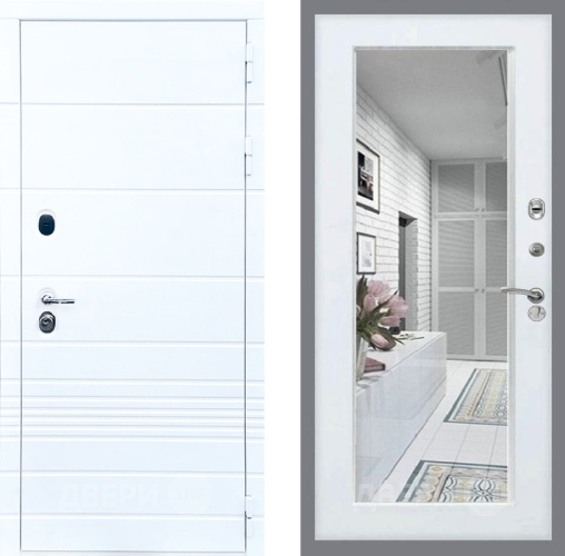 Дверь Стоп ТРЕНДО Зеркало Белый ясень в Шатуре