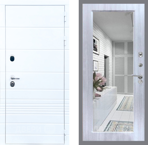 Дверь Стоп ТРЕНДО Зеркало Сандал белый в Шатуре