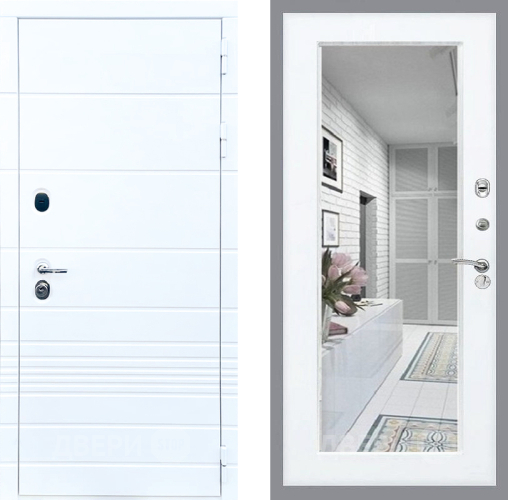 Входная металлическая Дверь Стоп ТРЕНДО Зеркало Силк Сноу в Шатуре