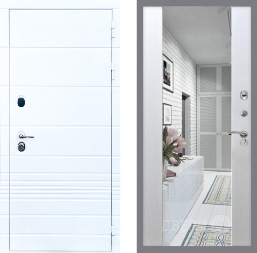 Входная металлическая Дверь Стоп ТРЕНДО Зеркало СБ-16 Лиственница беж в Шатуре