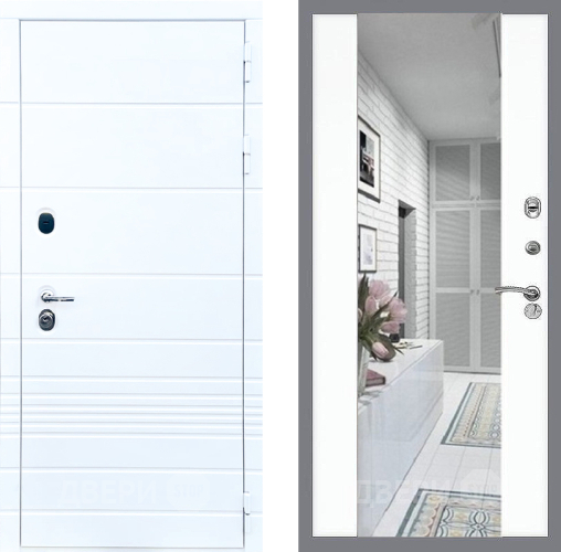 Входная металлическая Дверь Стоп ТРЕНДО Зеркало СБ-16 Силк Сноу в Шатуре