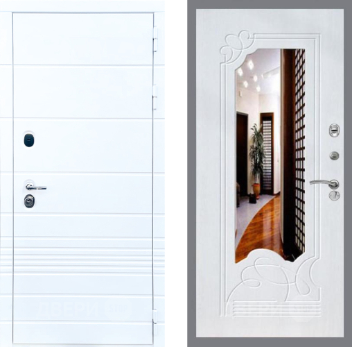 Входная металлическая Дверь Стоп ТРЕНДО ЗкркалоФЛ-147 Ясень белый в Шатуре