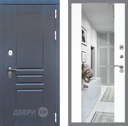 Входная металлическая Дверь Стоп ПЛАТИНУМ Зеркало СБ-16 Силк Сноу в Шатуре