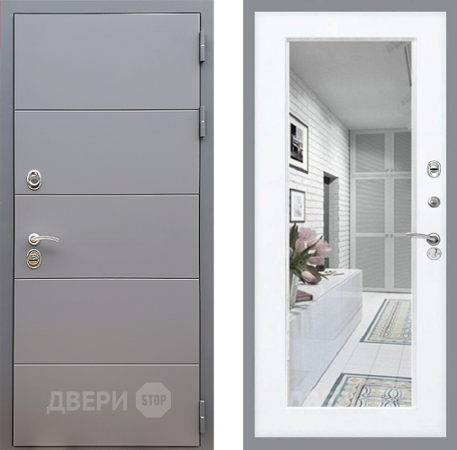 Входная металлическая Дверь Стоп АРТ ГРАФИТ Зеркало Силк Сноу в Шатуре