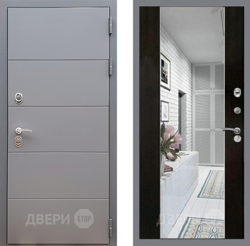 Входная металлическая Дверь Стоп АРТ ГРАФИТ Зеркало СБ-16 Венге в Шатуре