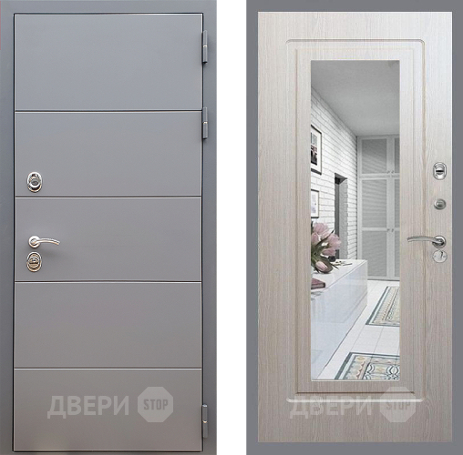 Дверь Стоп АРТ ГРАФИТ Зеркало ФЛ-120 Беленый дуб в Шатуре