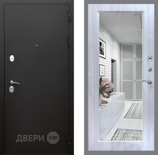 Входная металлическая Дверь Стоп КЛАССИК Шагрень Зеркало Сандал белый в Шатуре