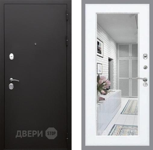 Входная металлическая Дверь Стоп КЛАССИК Шагрень Зеркало Силк Сноу в Шатуре