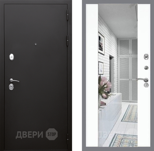 Дверь Стоп КЛАССИК Шагрень Зеркало СБ-16 Силк Сноу в Шатуре