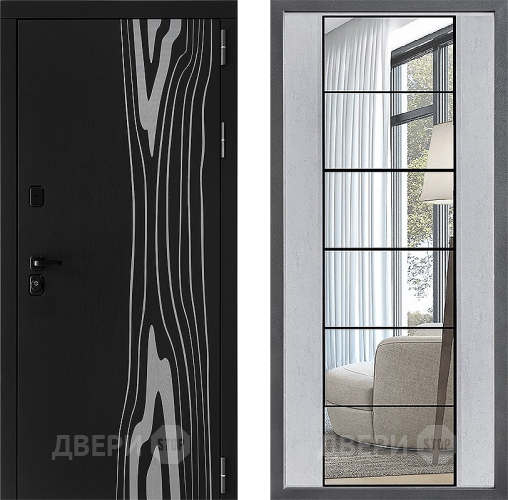 Входная металлическая Дверь Дверной континент ДК-12 ФЛЗ-2 Зеркало Бетон светлый в Шатуре