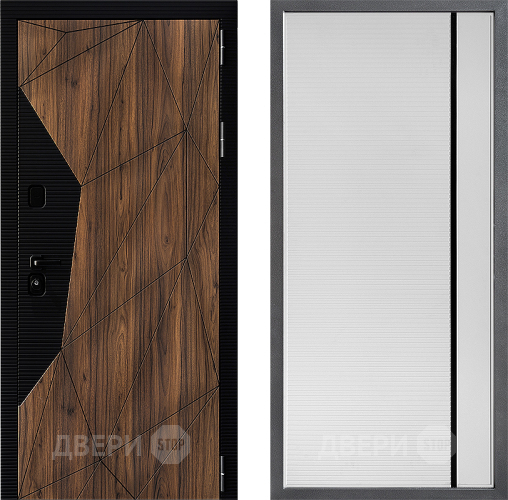 Входная металлическая Дверь Дверной континент ДК-11 ФЛ-757 Черное Стекло Софт милк в Шатуре