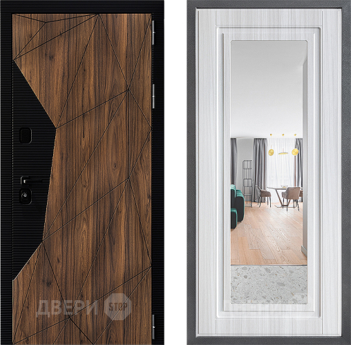 Дверь Дверной континент ДК-11 ФЛЗ Зеркало Сандал белый в Шатуре