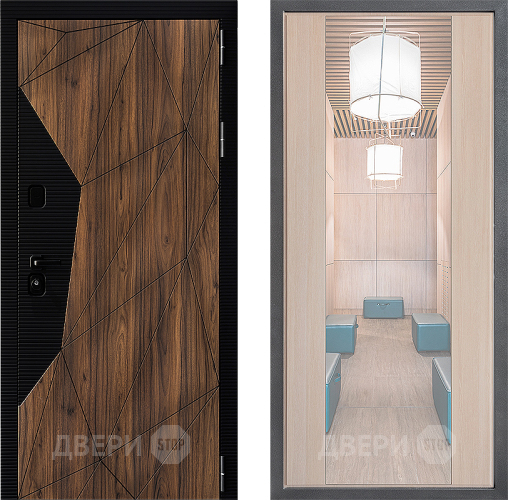 Входная металлическая Дверь Дверной континент ДК-11 ФЛЗ-1 Зеркало Капучино в Шатуре