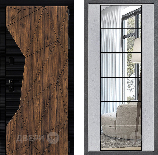 Дверь Дверной континент ДК-11 ФЛЗ-2 Зеркало Бетон светлый в Шатуре