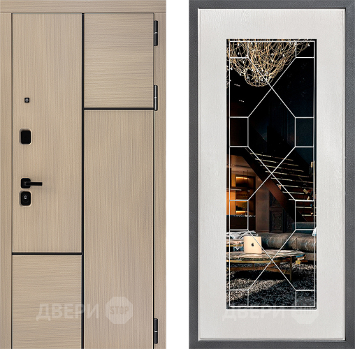 Входная металлическая Дверь Дверной континент ДК-14 ФЛ-Тиффани Зеркало Белое дерево в Шатуре