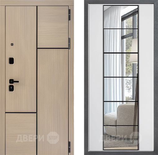 Входная металлическая Дверь Дверной континент ДК-14 ФЛЗ-2 Зеркало Белый софт в Шатуре