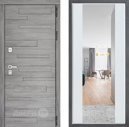 Входная металлическая Дверь Дверной континент ДК-10 ФЛЗ-1 Зеркало Белое дерево в Шатуре