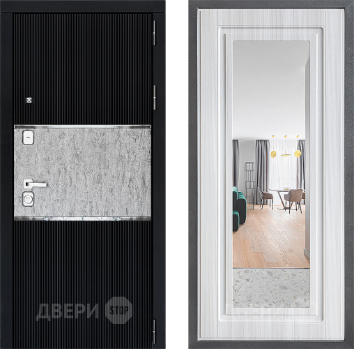 Входная металлическая Дверь Дверной континент ДК-13 ФЛЗ Зеркало Сандал белый в Шатуре