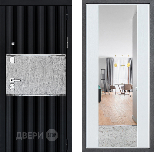 Входная металлическая Дверь Дверной континент ДК-13 ФЛЗ-1 Зеркало Белое дерево в Шатуре