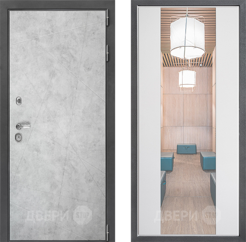 Входная металлическая Дверь Дверной континент ДК-3/743 ФЛЗ-1 Зеркало Белый софт в Шатуре