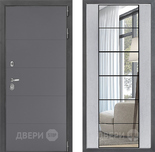 Дверь Дверной континент ДК-3/649 ФЛЗ-2 Зеркало Бетон светлый в Шатуре