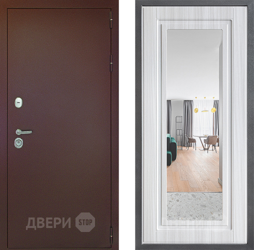 Входная металлическая Дверь Дверной континент Рубикон Медь Дизайн ФЛЗ Зеркало Сандал белый в Шатуре